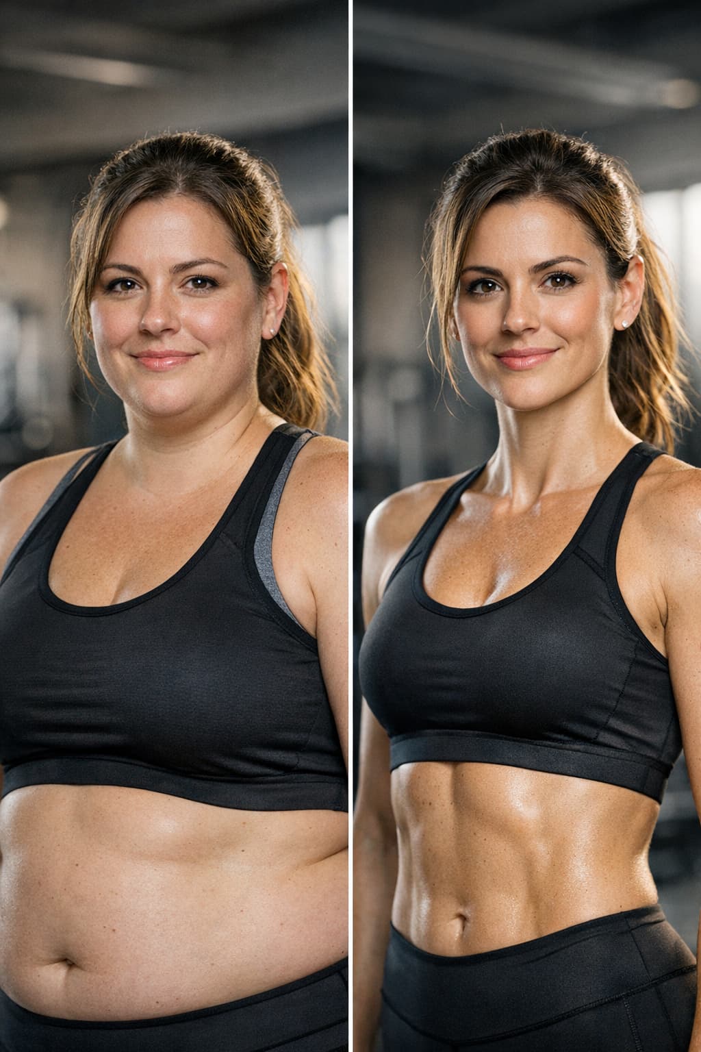 Person showing visible fat loss transformation journey