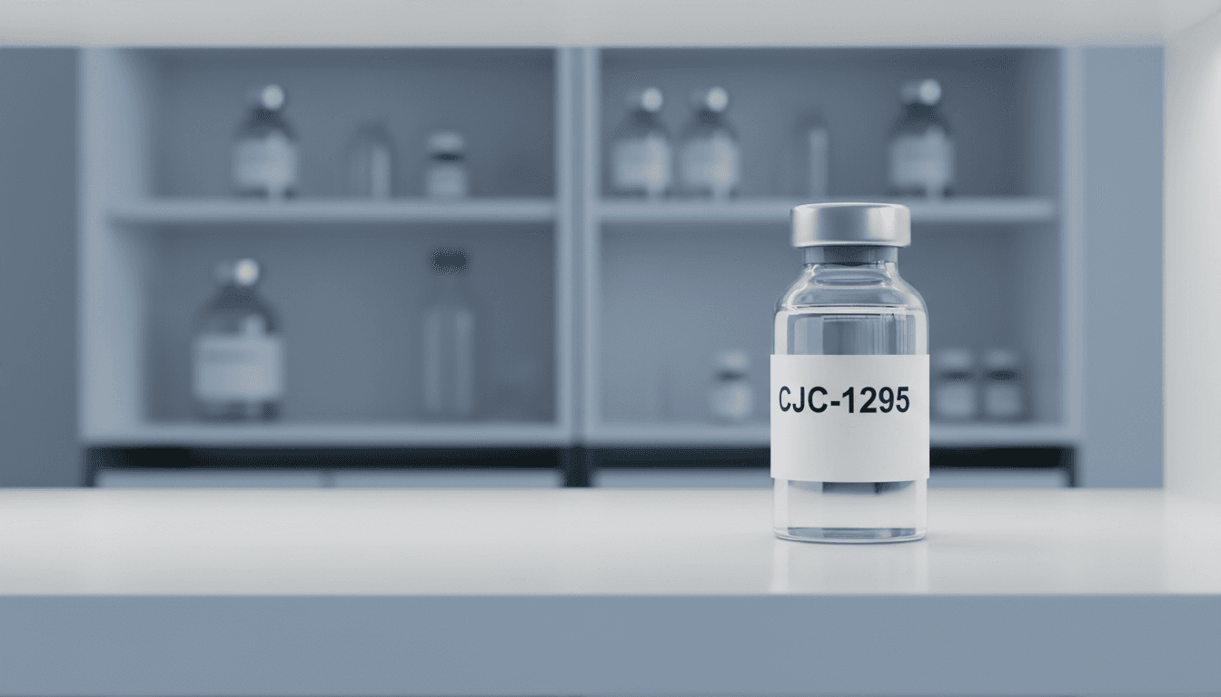 CJC-1295 peptide vial in professional laboratory storage