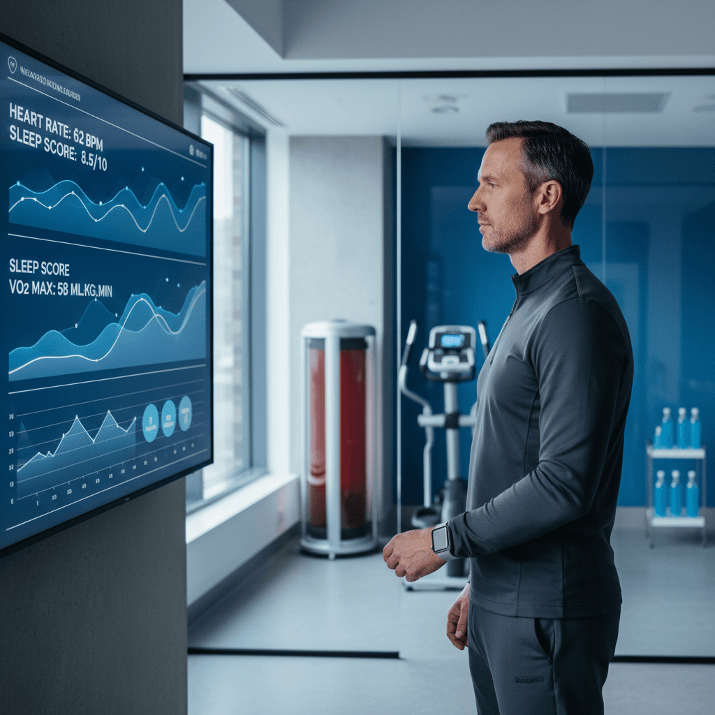 Man reviewing personalized health and longevity metrics