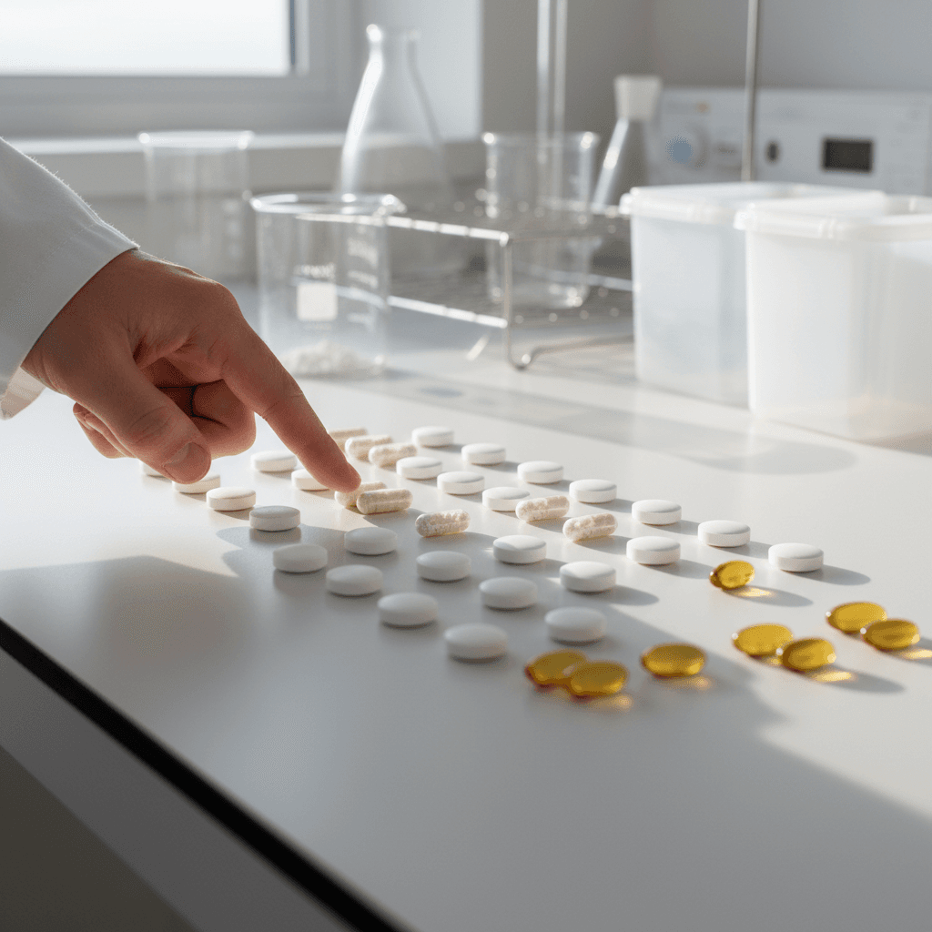 Multiple peptide vials in organized arrangement